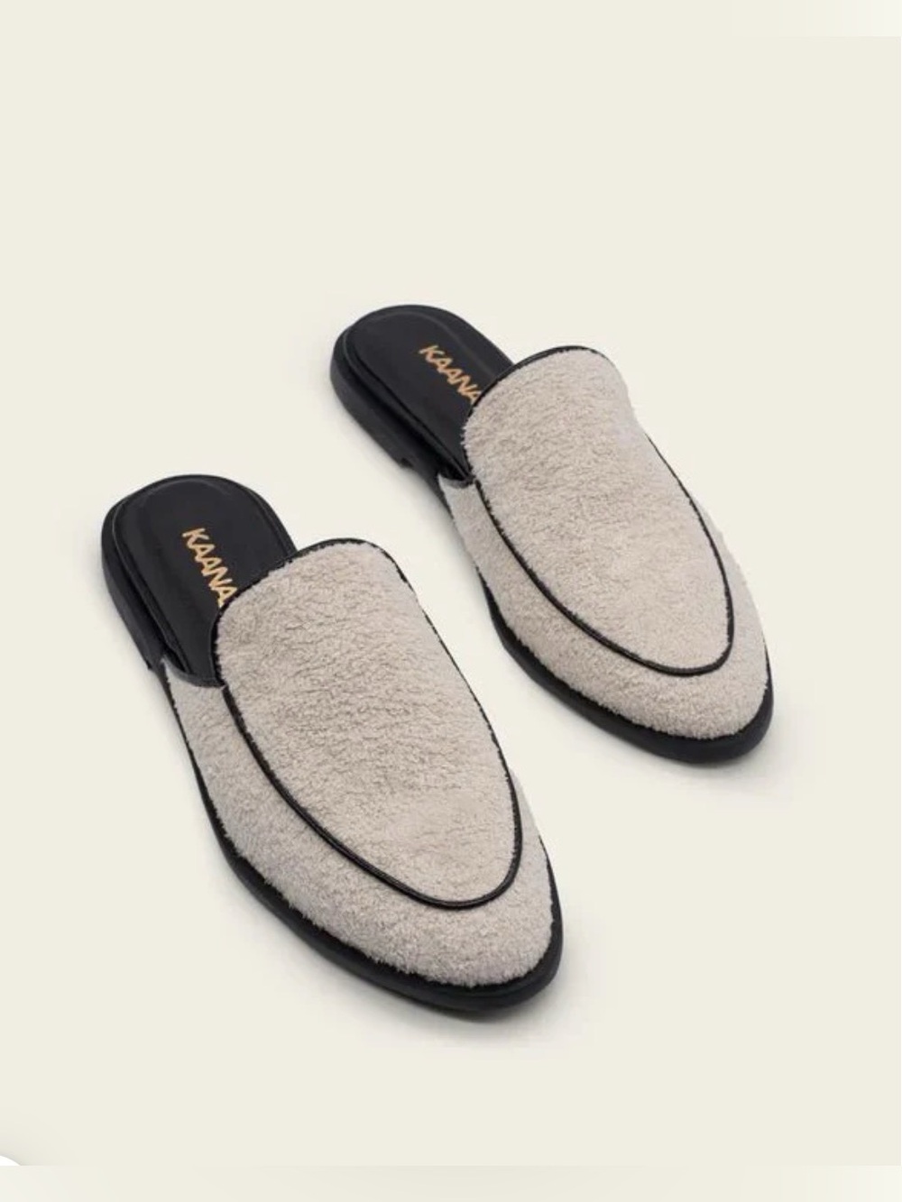 KAANAS REX SHERPA MULE IN BLACK WHITE NWT